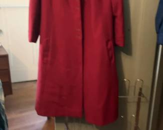 Vintage Red Long Wool Overcoat
