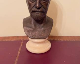 Vintage Leo Cherne Signed Sigmund Freud Bronze-Tone Bust Statue