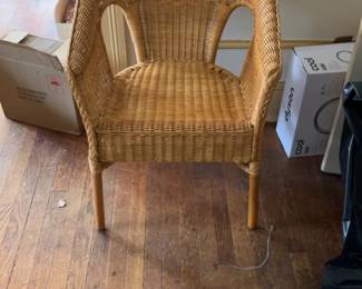 Vintage Handwoven Wicker Barrel Chair