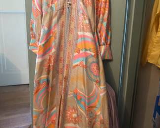 Dela-Ann Loungewear Vintage Boho Psychedelic Print Maxi Dress