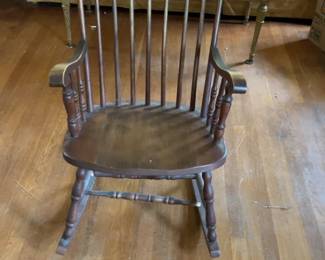 Vintage Windsor Style Wooden Rocking Chair