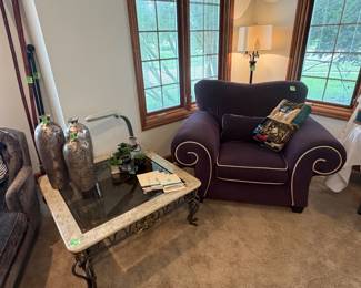 oversized purple chair, OTT sewing light