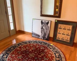 Round wool rug, mirrow, art