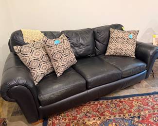 Black leather sofa