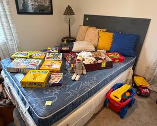 Queen bed set, Slate headboard, games