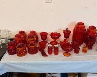 Amberina Moon  and Star canisters and various other pieces. Some are Daisy and Button pattern. 