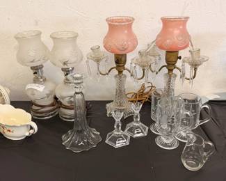 boudior lamps, crystal candalsticks