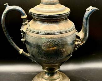 J.H. Johnson & Co Silver Plate Ornate Teapot With Grape Motif