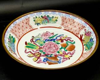 Stickered Hand Decorated In Hong Kong Japanese Porcelain Ware Vintage Trinket Dish