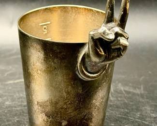 vintage Napier silver-plated jigger Peace Sign