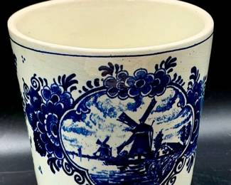 Delft Blauw Hand Painted Blue & White Windmill Planter