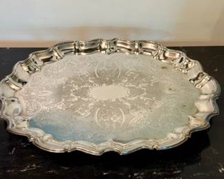 Large Silver Plate Vintage Footed Tray