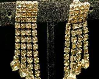 Vintage Clip On Rhinestone Earrings
