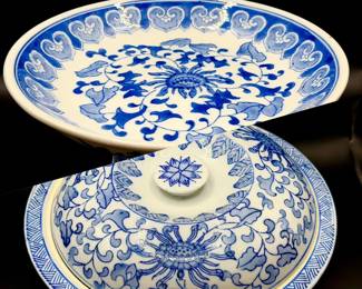 (2) Beautiful Blue And White Serving Dishes