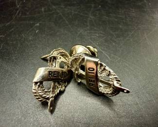 (2) Sterling Silver vintage United States Navy Chief Petty Officer (CPO) cap badg