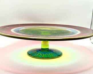 Pier 1 Festive Stripe Hand Decorated Cake Stand