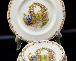 (11) Bell Fine Bone China Rose Cottage Dishes