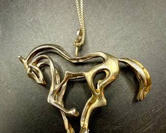 Sterling Silver Chain With Horse Pendant Necklace
