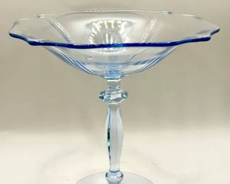 vintage Cambridge Glass Moonlight Blue Compote Dish