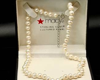 Macy’s Sterling Silver Clasped Cultured Pearl Necklace