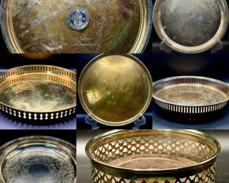 UMass ROTC Silverplate Tray & (6) Silverplate Serving Items