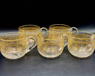 (5) Baccarat Athenian-Gold Antique Glass Cordial Cups #2