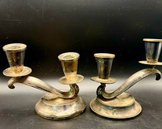 (2) Sterling Silver Weighted Fisher Candle Holders