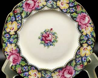 (5) Paragon "Gingham Rose" Bone Porcelain Plates