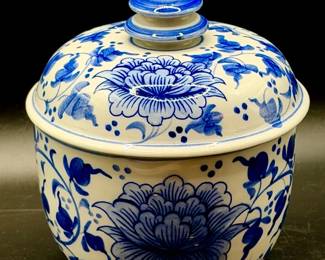 Stickered Andrea By Sadek Blue & White Covered Dish