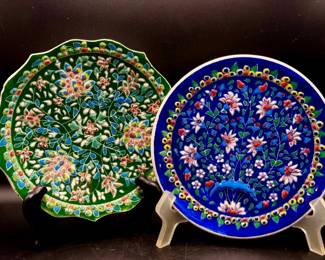 (2) Signed Handmade Kutahya porcelain plates