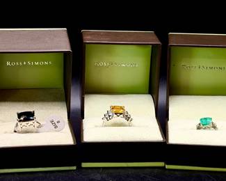 (3) Ross Simon Rings With Boxes