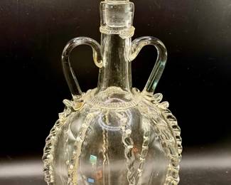 Antique a "Kluckaflaska" or ruffle glass decanter