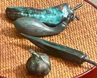 Frank Fleming (Birmingham) 4 signed sculptured bronze vegetables 