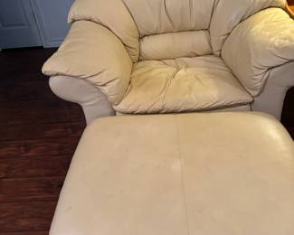 Leather Chair with Ottoman