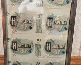 Cigar Labels Mounted in Metal Tray/Frame
