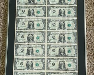 Uncut $1.00 Currency Sheet