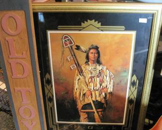 Framed American Indian art work