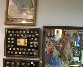 Collector Pins framed ....Vodka mirror.. wine mirror