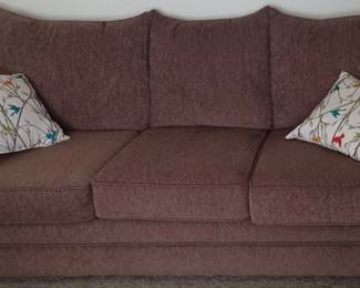 82" brown chenille sofa in pristine condition