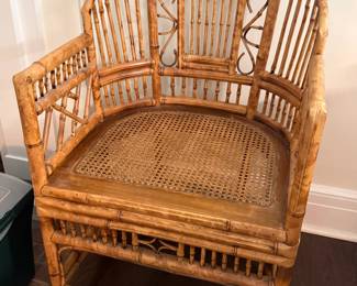 Pair burnt bamboo "Brighton Pavilion" armchairs