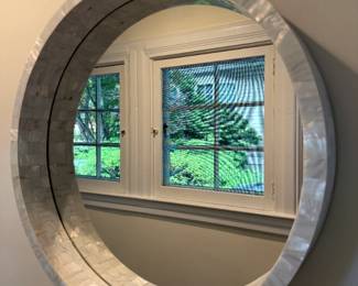 Mother of pearl round mirror