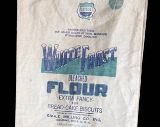 Vintage white, frost flour sack