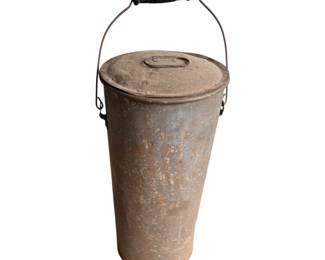 Vintage Cream Milk Can with Lid and Swinging Handle
