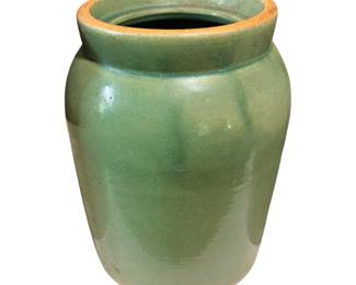 vintage green glazed ceramic crock
