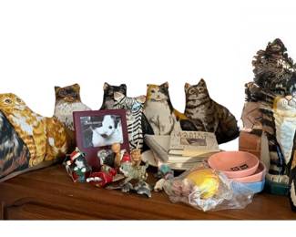 A large collection of cat items