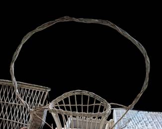 Vintage Wicker Grave, Flower Basket,