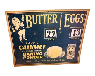 Hard to Find 1930’ S Original Calumet Baking Powder Cardboard Advertisement With Changeable Pricing