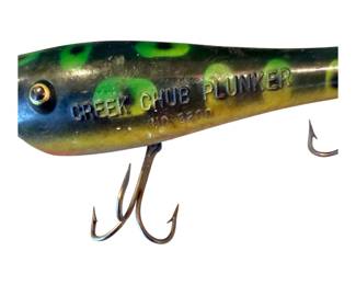 Creek Chub 3200 Plunker in Perch Color 3201 Wooden Lure Glass Eyes