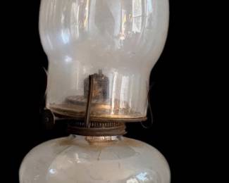 Vtg Amber Hobnail Pressed Glass Kerosene Oil Lamp