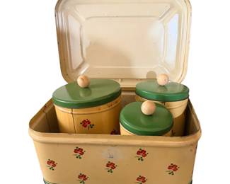VTG 1940s Nesting Tin Canisters - bread box
